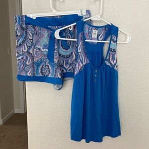 Echo Sleepwear Blue Paisley Summer Set